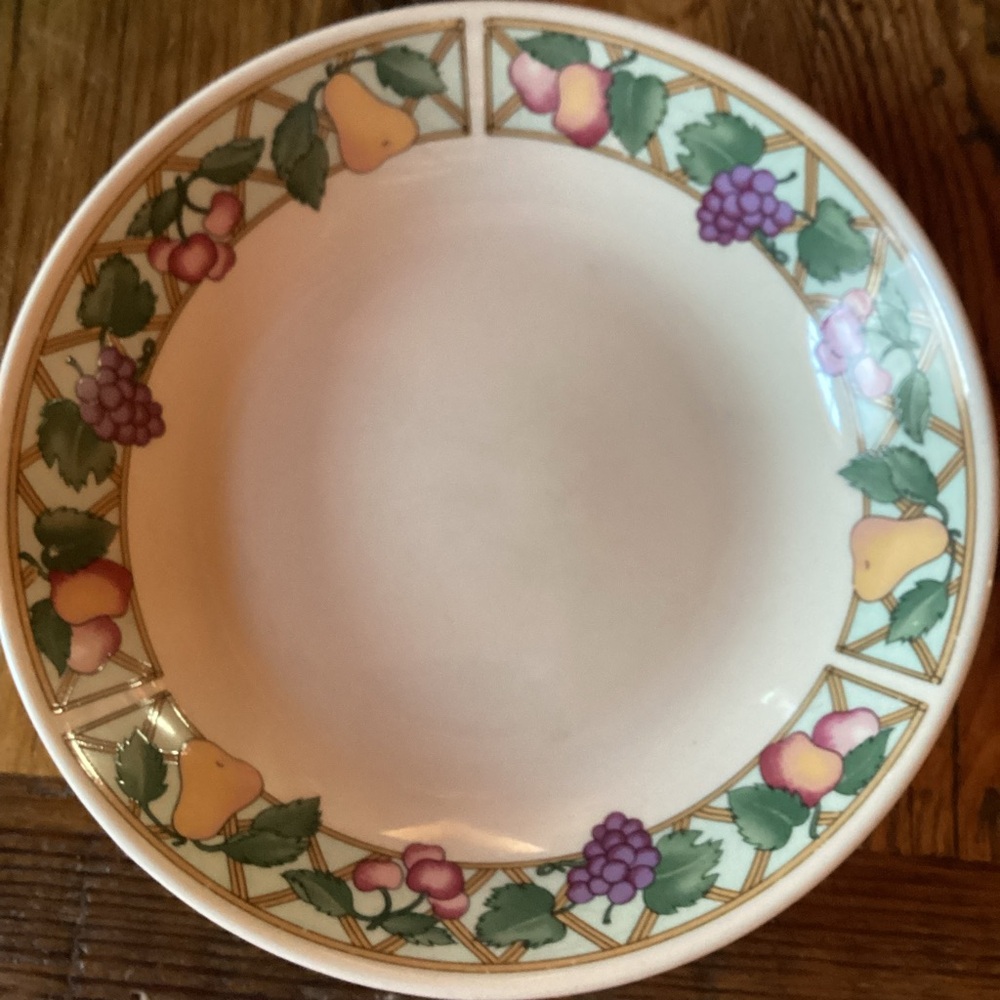 Sakura Trellis Fruits Vintage Stoneware Bowls - set of 5 - Sue Zipkin design